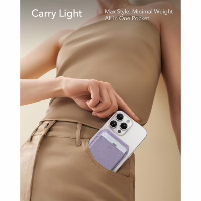 ESR รุ่น Aura Wallet Stand (HaloLock) - ที่เก็บบัตรติดหลังมือถือ - สี Lavender