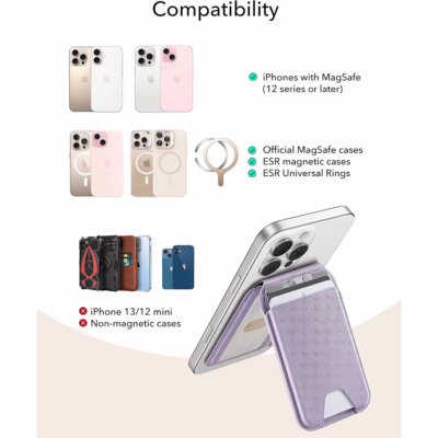 ESR รุ่น Aura Wallet Stand (HaloLock) - ที่เก็บบัตรติดหลังมือถือ - สี Lavender