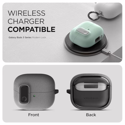VRS รุ่น Modern Lock - เคส Galaxy Buds 3/ 3 Pro - สี SandStone-Gray