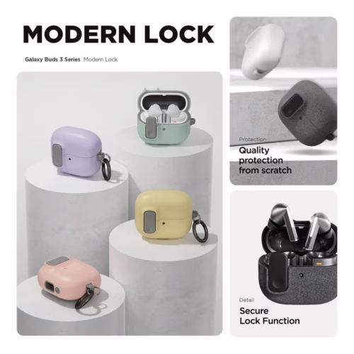 VRS รุ่น Modern Lock - เคส Galaxy Buds 3/ 3 Pro - สี Metal Black