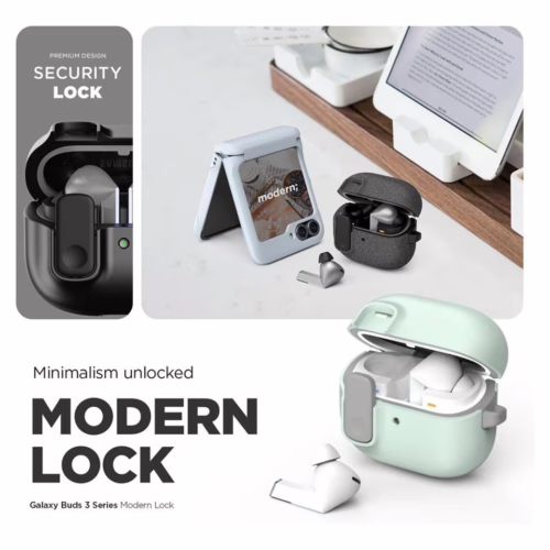VRS รุ่น Modern Lock - เคส Galaxy Buds 3/ 3 Pro - สี Metal Black