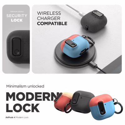 VRS รุ่น Modern Lock - เคส Airpods 4 - สี Coral/Capri