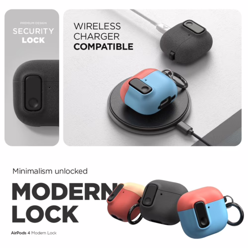 VRS รุ่น Modern Lock - เคส Airpods 4 - สี Coral/Capri