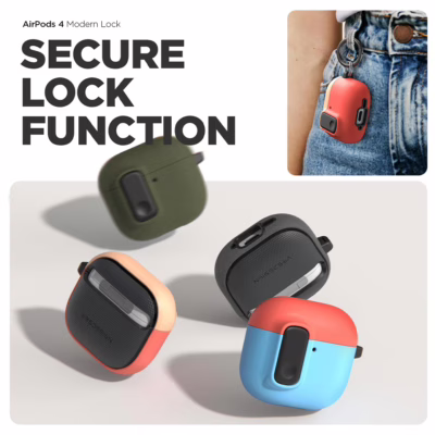 VRS รุ่น Modern Lock - เคส Airpods 4 - สี Coral/Capri
