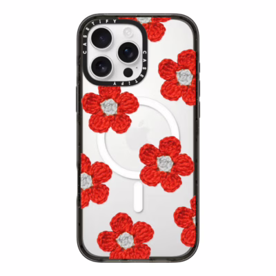 Casetify รุ่น Impact Case with Magnetic - เคส iPhone 16 Pro Max - สี Crochet Flowers Red