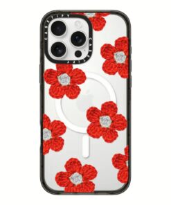 Casetify รุ่น Impact Case with Magnetic - เคส iPhone 16 Pro Max - สี Crochet Flowers Red