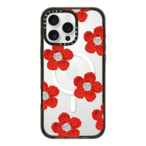 Casetify รุ่น Impact Case with Magnetic - เคส iPhone 16 Pro Max - สี Crochet Flowers Red