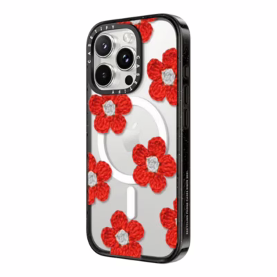 Casetify รุ่น Impact Case with Magnetic - เคส iPhone 16 Pro Max - สี Crochet Flowers Red