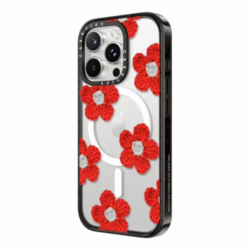 Casetify รุ่น Impact Case with Magnetic - เคส iPhone 16 Pro Max - สี Crochet Flowers Red