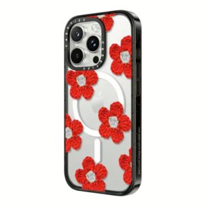 Casetify รุ่น Impact Case with Magnetic - เคส iPhone 16 Pro Max - สี Crochet Flowers Red