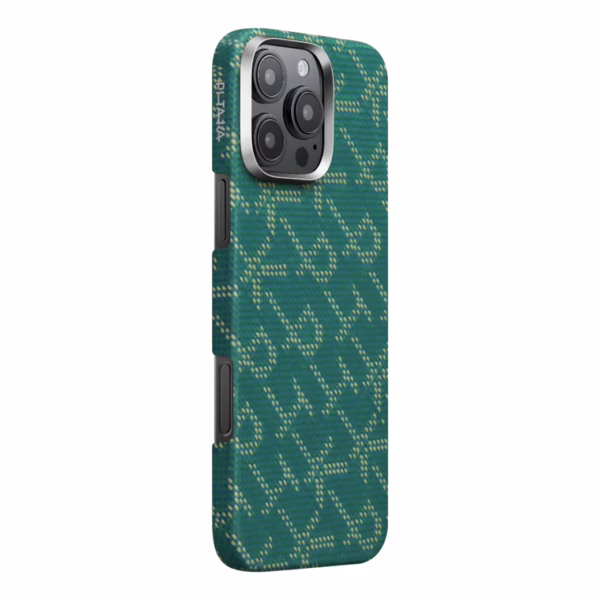 Pitaka รุ่น PTK Monogram (Tactile Woven) - เคส iPhone 16 Pro - สี Green/Gold