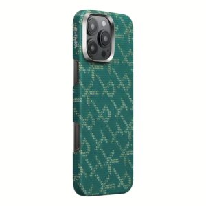 Pitaka รุ่น PTK Monogram (Tactile Woven) - เคส iPhone 16 Pro - สี Green/Gold 7 Pitaka รุ่น PTK Monogram (Tactile Woven) - เคส iPhone 16 Pro - สี Green/Gold