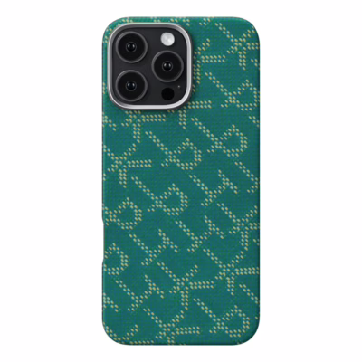 Pitaka รุ่น PTK Monogram (Tactile Woven) - เคส iPhone 16 Pro - สี Green/Gold