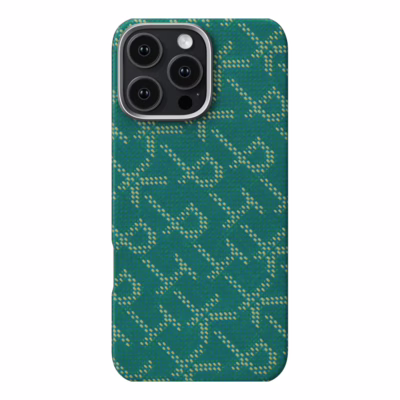 Pitaka รุ่น PTK Monogram (Tactile Woven) - เคส iPhone 16 Pro Max - สี Green/Gold