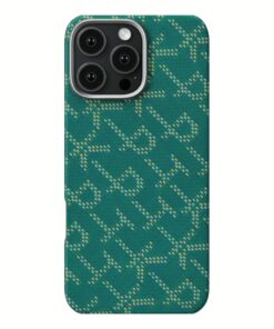 Pitaka รุ่น PTK Monogram (Tactile Woven) - เคส iPhone 16 Pro Max - สี Green/Gold