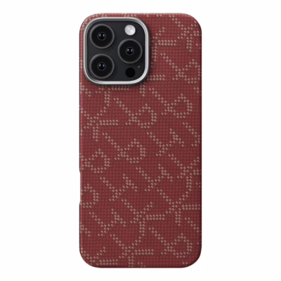 Pitaka รุ่น PTK Monogram (Tactile Woven) - เคส iPhone 16 Pro - สี Red/Gold