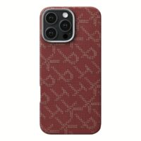 Pitaka รุ่น PTK Monogram (Tactile Woven) - เคส iPhone 16 Pro - สี Red/Gold