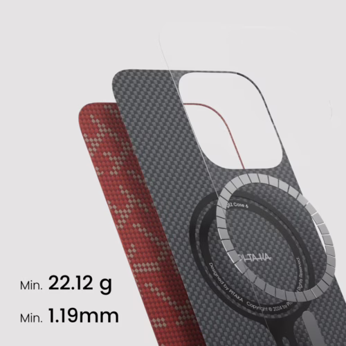 Pitaka รุ่น PTK Monogram (Tactile Woven) - เคส iPhone 16 Pro - สี Red/Gold