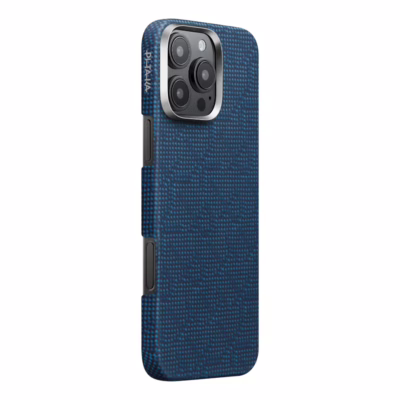 Pitaka รุ่น PTK Monogram (Tactile Woven) - เคส iPhone 16 Pro Max - สี Dark Blue