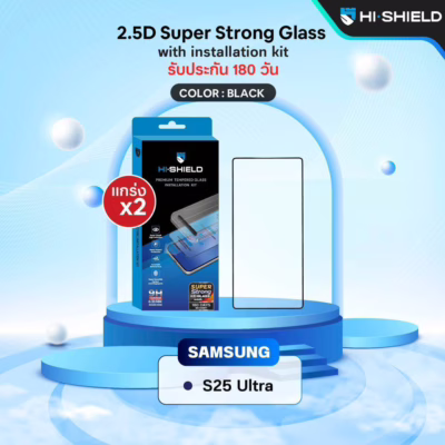 Hishield รุ่น 2.5D Super Strong Glass with Kit - ฟิล์มกระจกกันรอย Galaxy S25 Ultra - สี Black (พร้อมอุปกรณ์ติดตั้ง)