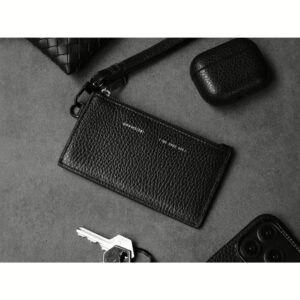 GRAMS(28) รุ่น 102 Zip Cardholder - กระเป๋าสตางค์ - สี Pebbled Black