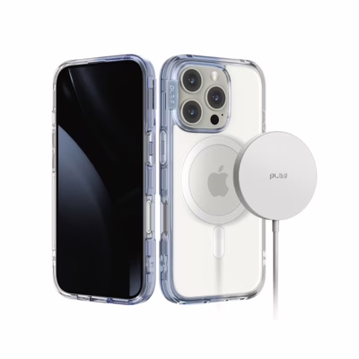 Ples รุ่น Lepi Air Layer TwoFace (Magnetic) - เคส iPhone 16 Pro Max - สี Cashmere Blue/Transparent