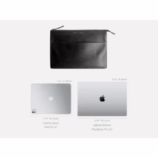GRAMS(28) รุ่น 114 Leather Folio - ซองใส่ MacBook Air 13" (M2/M3) / MacBook Pro 13" (M1/M2) - สี Nappa Black