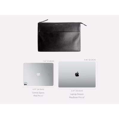 GRAMS(28) รุ่น 114 Leather Folio - ซองใส่ MacBook Air 13" (M2/M3) / MacBook Pro 13" (M1/M2) - สี Nappa Black