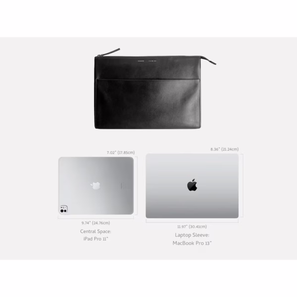 GRAMS(28) รุ่น 114 Leather Folio - ซองใส่ MacBook Air 13" (M2/M3) / MacBook Pro 13" (M1/M2) - สี Nappa Black