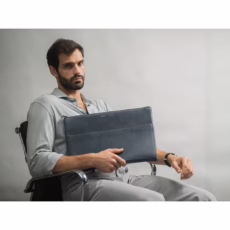 GRAMS(28) รุ่น 114 Leather Folio - ซองใส่ MacBook Air 13" (M2/M3) / MacBook Pro 13" (M1/M2) - สี Pebbled Navy Blue