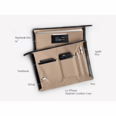 GRAMS(28) รุ่น 120 Leather Folio - ซองใส่ Macbook Pro 14" - สี Pebbled Black