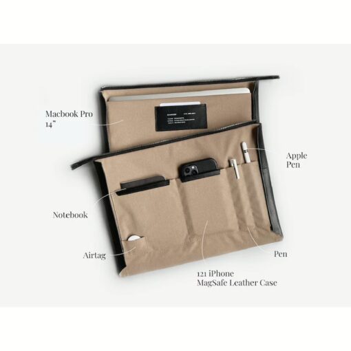 GRAMS(28) รุ่น 120 Leather Folio - ซองใส่ Macbook Pro 14" - สี Pebbled Black - Image 2