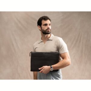 GRAMS(28) รุ่น 120 Leather Folio - ซองใส่ Macbook Pro 14" - สี Pebbled Black