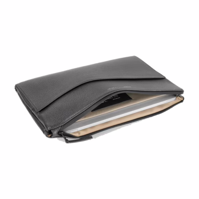 GRAMS(28) รุ่น 120 Leather Folio - ซองใส่ Macbook Pro 14" - สี Pebbled Black