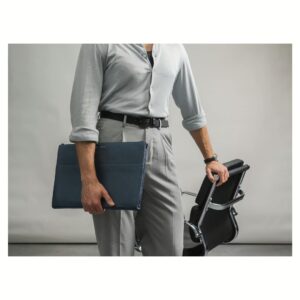 GRAMS(28) รุ่น 120 Leather Folio - ซองใส่ Macbook Pro 14" - สี Pebbled Navy Blue