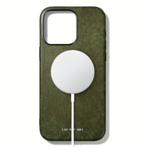 GRAMS(28) รุ่น 121 MagSafe Leather (Snowflake Leather) - เคส iPhone 15 Pro Max - สี Olive