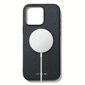 GRAMS(28) รุ่น 121 MagSafe Leather (Pebbled Leather) - เคส iPhone 16 Pro - สี Navy Blue