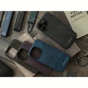 GRAMS(28) รุ่น 121 MagSafe Leather (Snowflake Leather) - เคส iPhone 16 Pro Max - สี Black
