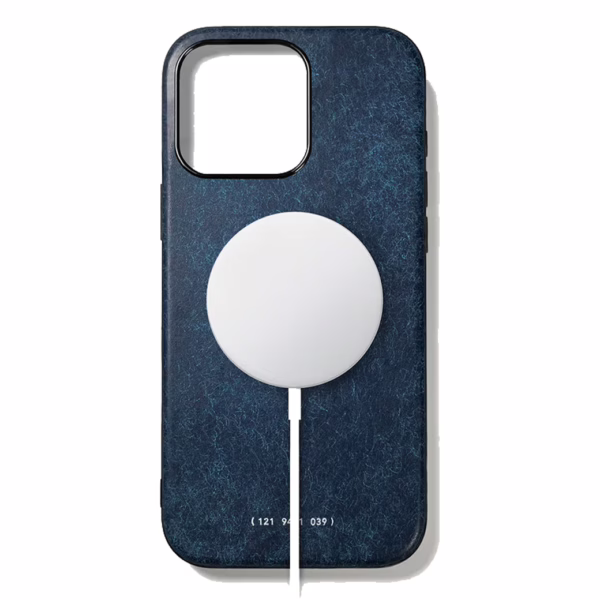 GRAMS(28) รุ่น 121 MagSafe Leather (Snowflake Leather) - เคส iPhone 16 Pro Max - สี Jeans