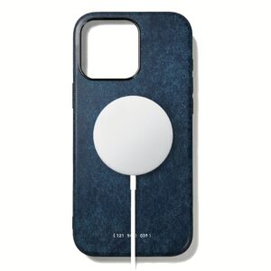 GRAMS(28) รุ่น 121 MagSafe Leather (Snowflake Leather) - เคส iPhone 16 Pro Max - สี Jeans