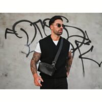 GRAMS(28) รุ่น 157 Essential Sling (Pebbled Leather) - กระเป๋า - สี Black