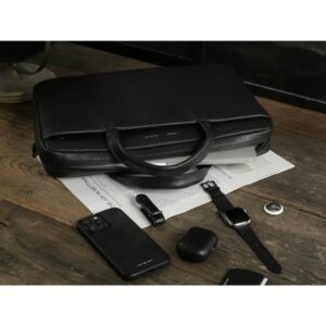 GRAMS(28) รุ่น 159 Folio Pro (Pebbled Leather) - กระเป่าใส่ Laptop 16" - สี Black