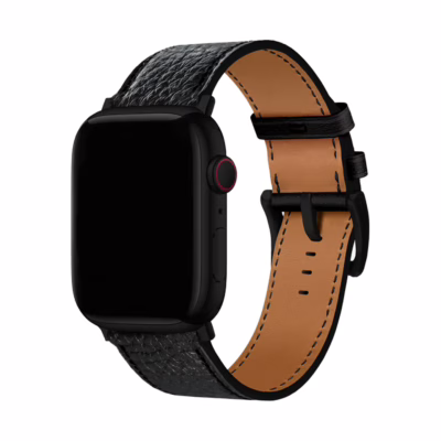 GRAMS(28) รุ่น 161 Modern Band (Pebbled Leather) - สายนาฬิกา Apple Watch 42/44/45/49mm - สี Black/Black