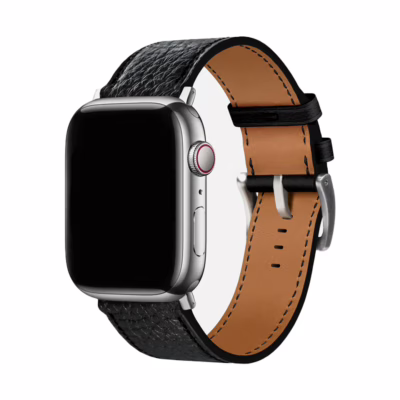 GRAMS(28) รุ่น 161 Modern Band (Pebbled Leather) - สายนาฬิกา Apple Watch 42/44/45/49mm - สี Silver/Black