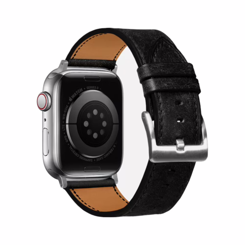 GRAMS(28) รุ่น 161 Modern Band (Snowflake Leather) - สายนาฬิกา Apple Watch 42/44/45/49mm - สี Silver/Black
