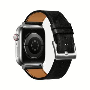 GRAMS(28) รุ่น 161 Modern Band (Snowflake Leather) - สายนาฬิกา Apple Watch 42/44/45/49mm - สี Silver/Black