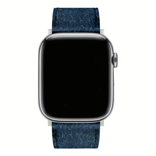 GRAMS(28) รุ่น 161 Modern Band (Snowflake Leather) - สายนาฬิกา Apple Watch 42/44/45/49mm - สี Silver/Jeans - Image 2