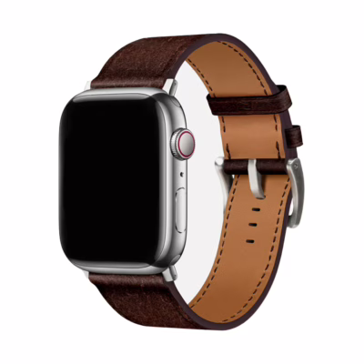 GRAMS(28) รุ่น 161 Modern Band (Snowflake Leather) - สายนาฬิกา Apple Watch 42/44/45/49mm - สี Silver/Tobacco