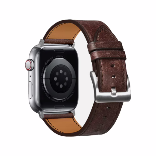 GRAMS(28) รุ่น 161 Modern Band (Snowflake Leather) - สายนาฬิกา Apple Watch 42/44/45/49mm - สี Silver/Tobacco