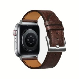 GRAMS(28) รุ่น 161 Modern Band (Snowflake Leather) - สายนาฬิกา Apple Watch 42/44/45/49mm - สี Silver/Tobacco